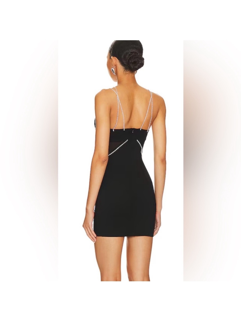 superdown Black Rhinestone-Trim Sheer Inset Bodycon Mini - Picture 2 of 4